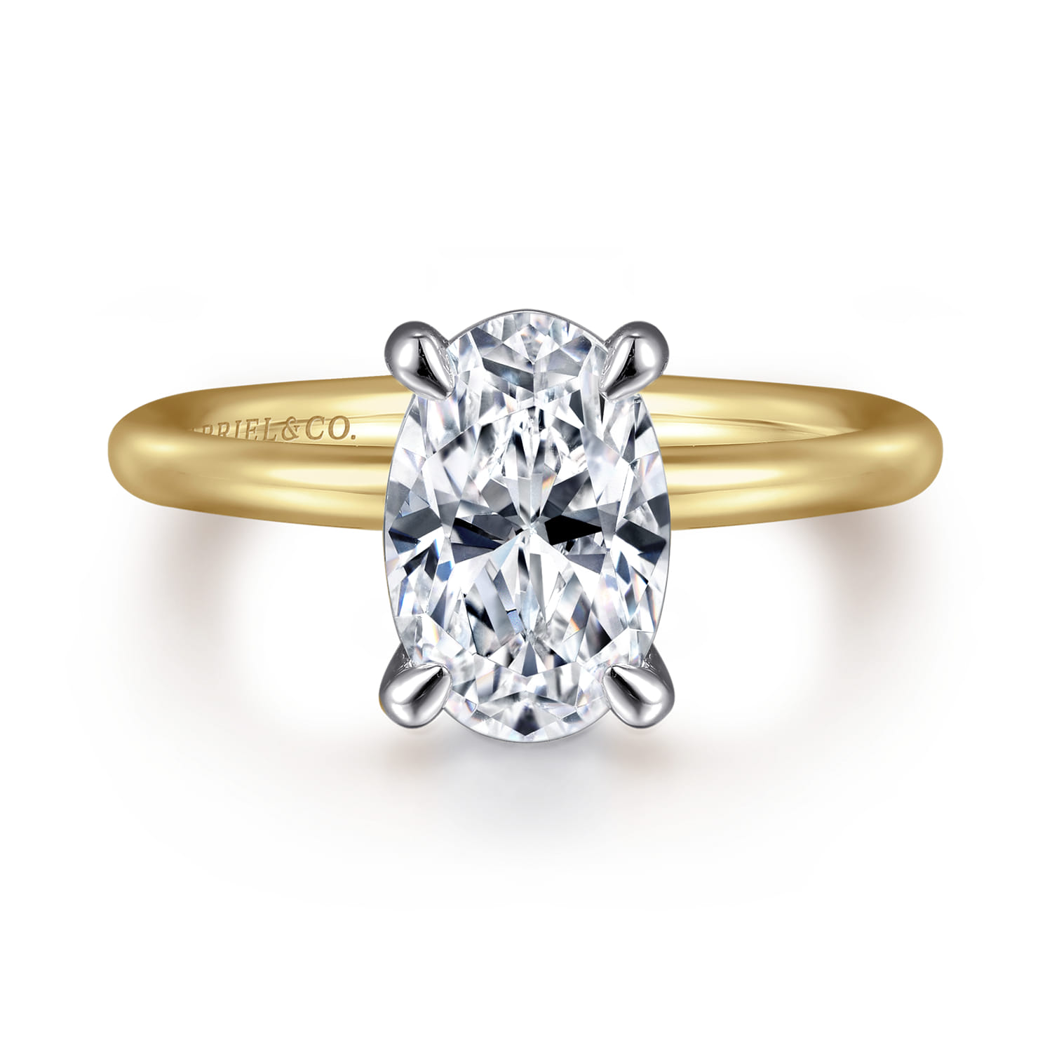 Lark - 14K White Yellow Gold Oval Solitaire Engagement Ring - Shot 1