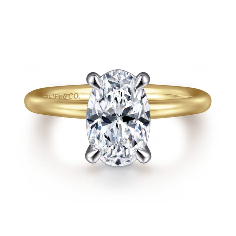 Lark - 14K White Yellow Gold Oval Solitaire Engagement Ring - Shot 1