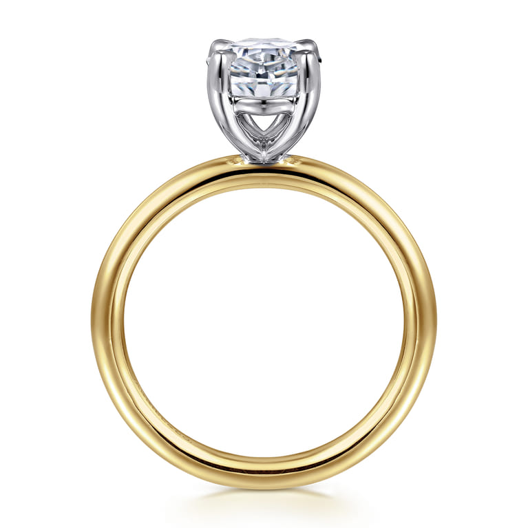 Lark - 14K White Yellow Gold Oval Solitaire Engagement Ring - Shot 2