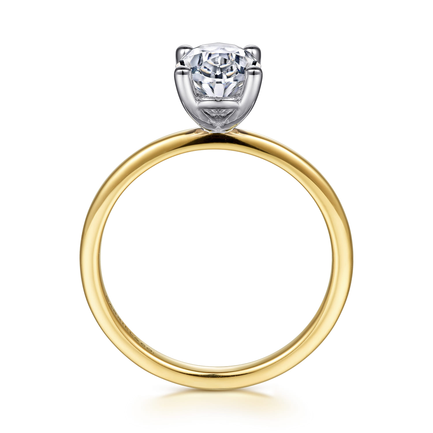 Evelina - 14K White-Yellow Gold Solitaire Diamond Engagement Ring - Shot 2
