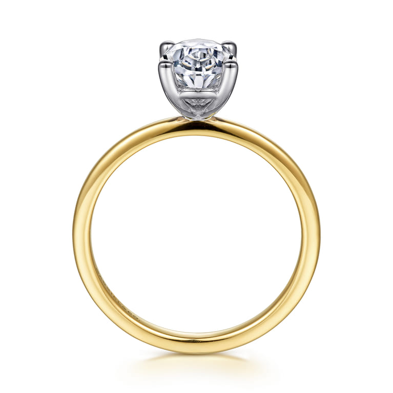 Evelina - 14K White-Yellow Gold Solitaire Diamond Engagement Ring - Shot 2