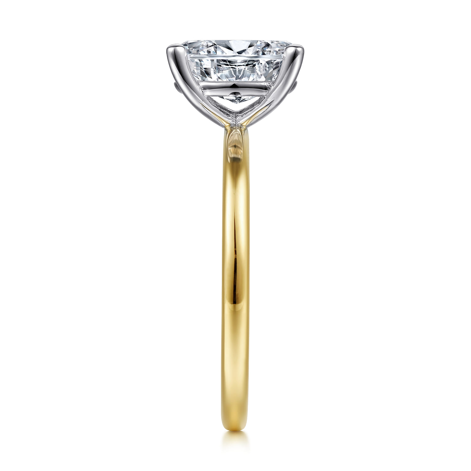 Evelina - 14K White-Yellow Gold Solitaire Diamond Engagement Ring - Shot 5