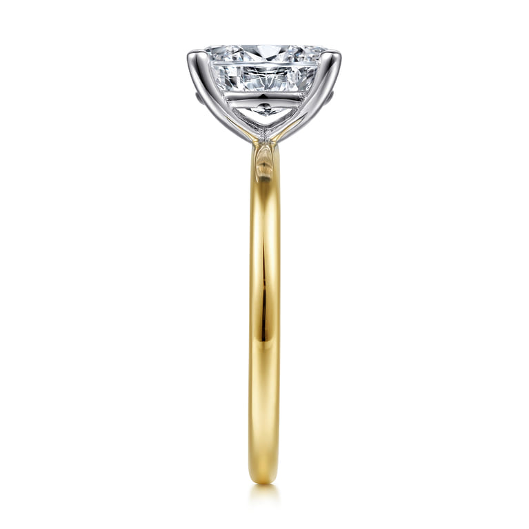 Evelina - 14K White-Yellow Gold Solitaire Diamond Engagement Ring - Shot 5