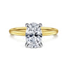 Evelina - 14K White-Yellow Gold Oval Solitaire Diamond Engagement Ring