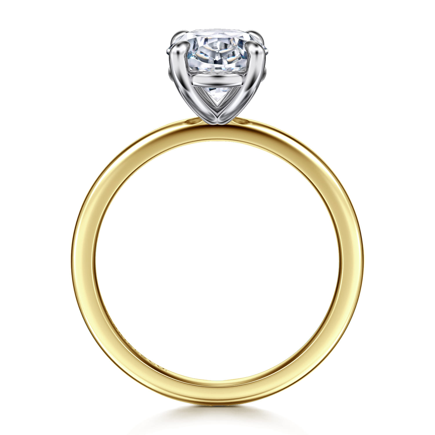 Evelina - 14K White-Yellow Gold Oval Solitaire Diamond Engagement Ring - Shot 2