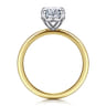 Evelina - 14K White-Yellow Gold Oval Solitaire Diamond Engagement Ring
