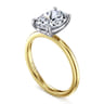 Evelina - 14K White-Yellow Gold Oval Solitaire Diamond Engagement Ring