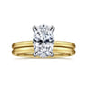 Evelina - 14K White-Yellow Gold Oval Solitaire Diamond Engagement Ring
