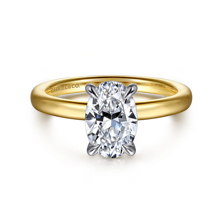 Grasey - 14K White-Yellow Gold Oval Diamond Engagement Ring - Shot 1