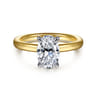 Grasey - 14K White-Yellow Gold Oval Diamond Engagement Ring
