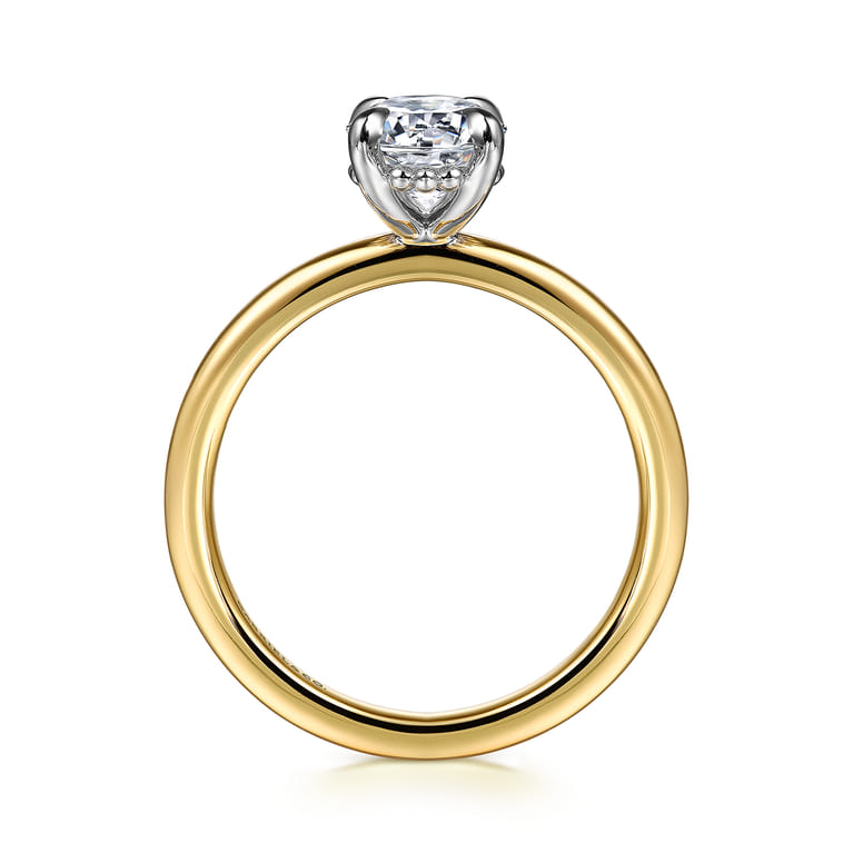 Grasey - 14K White-Yellow Gold Oval Diamond Engagement Ring - Shot 2