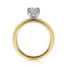 Grasey - 14K White-Yellow Gold Oval Diamond Engagement Ring