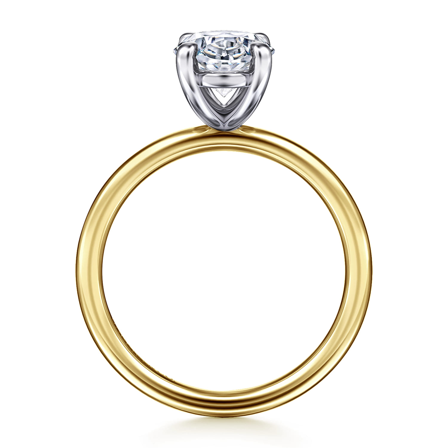 Tiana - 14K Yellow-White Gold Oval Solitaire Diamond Engagement Ring - Shot 2