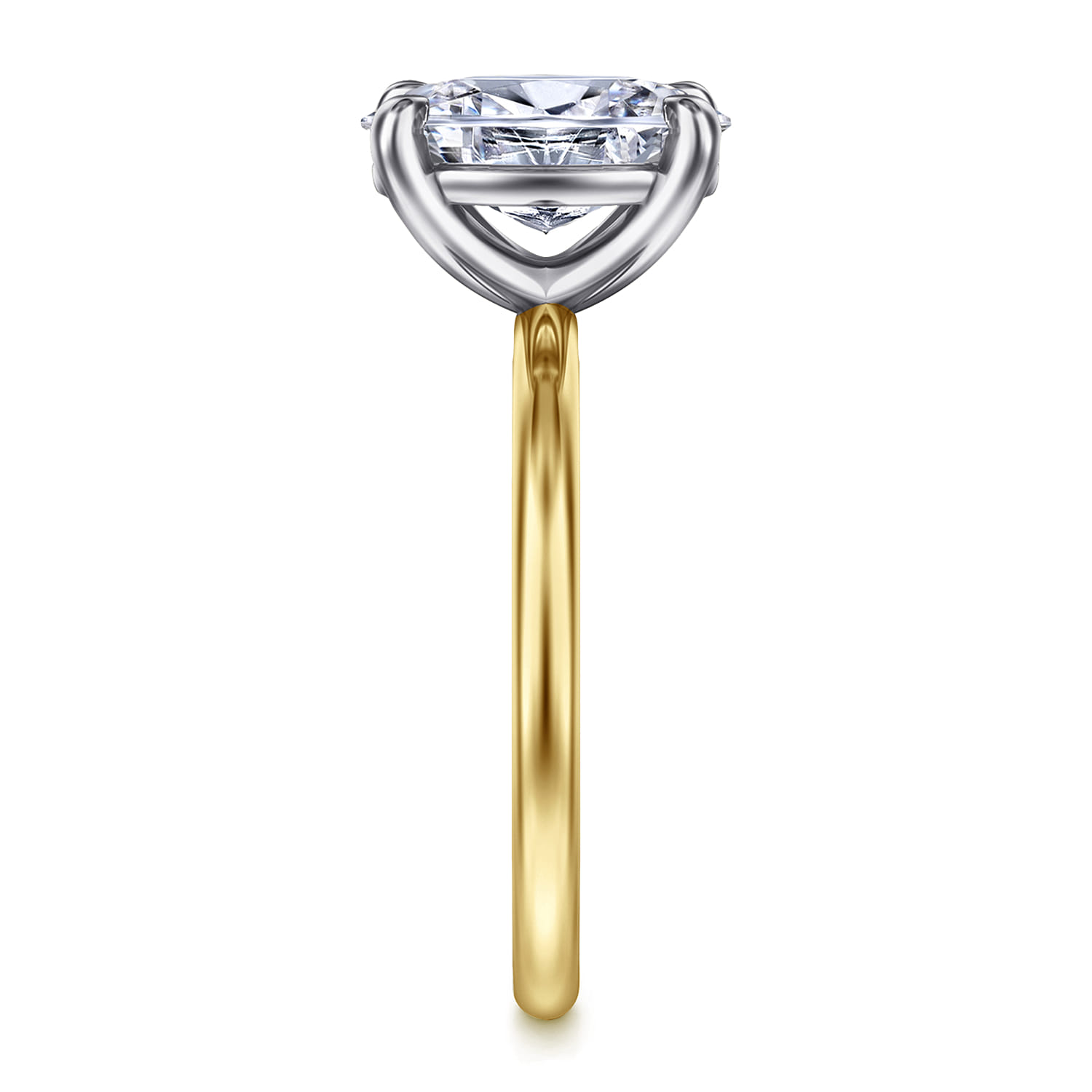 Tiana - 14K Yellow-White Gold Oval Solitaire Diamond Engagement Ring - Shot 4