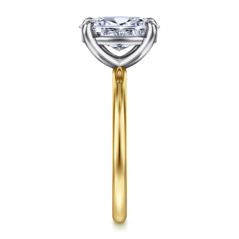 Tiana - 14K Yellow-White Gold Oval Solitaire Diamond Engagement Ring - Shot 4