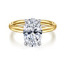 Unite - 14K White-Yellow Gold Oval Solitaire Diamond Engagement Ring