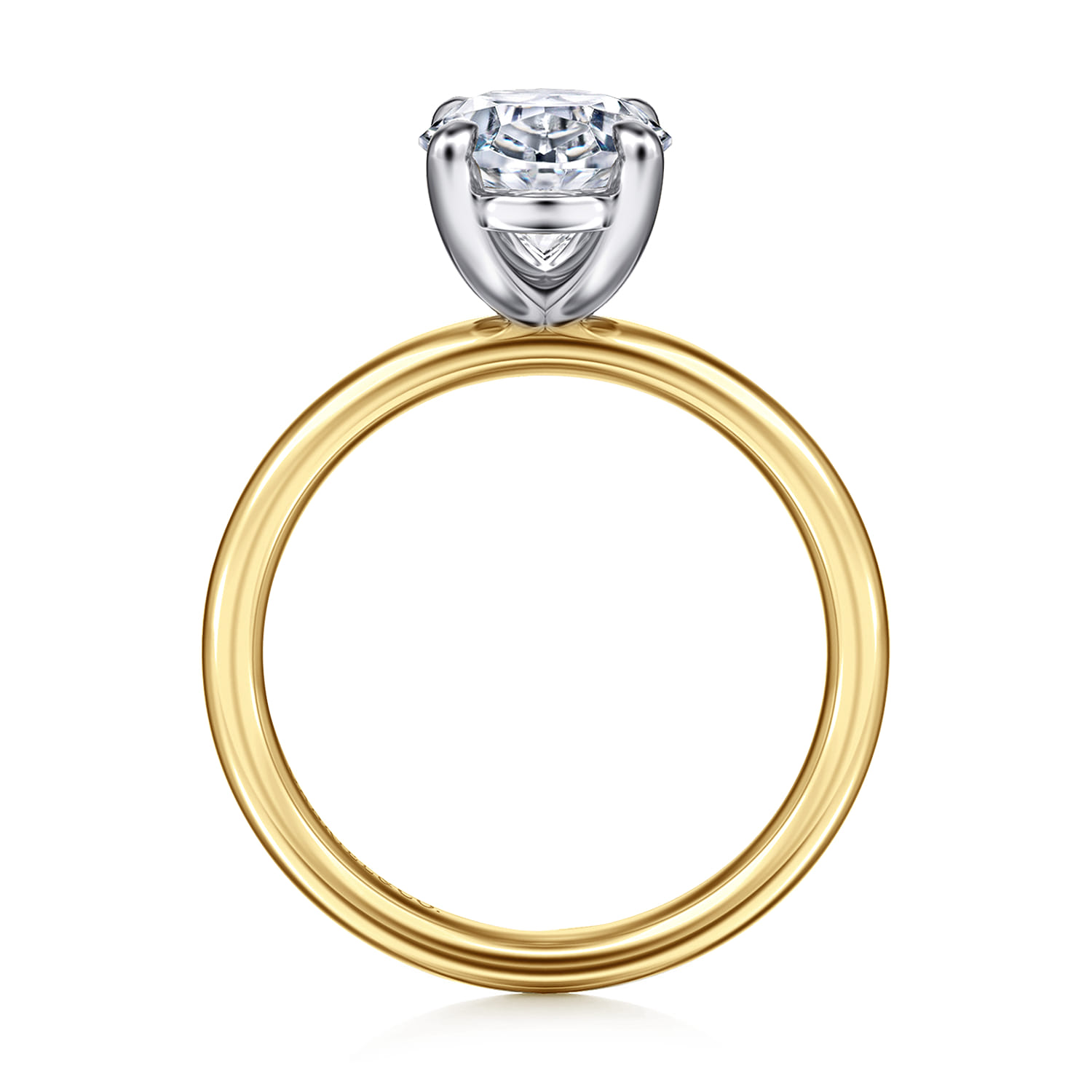 Unite - 14K White-Yellow Gold Oval Solitaire Diamond Engagement Ring - Shot 2