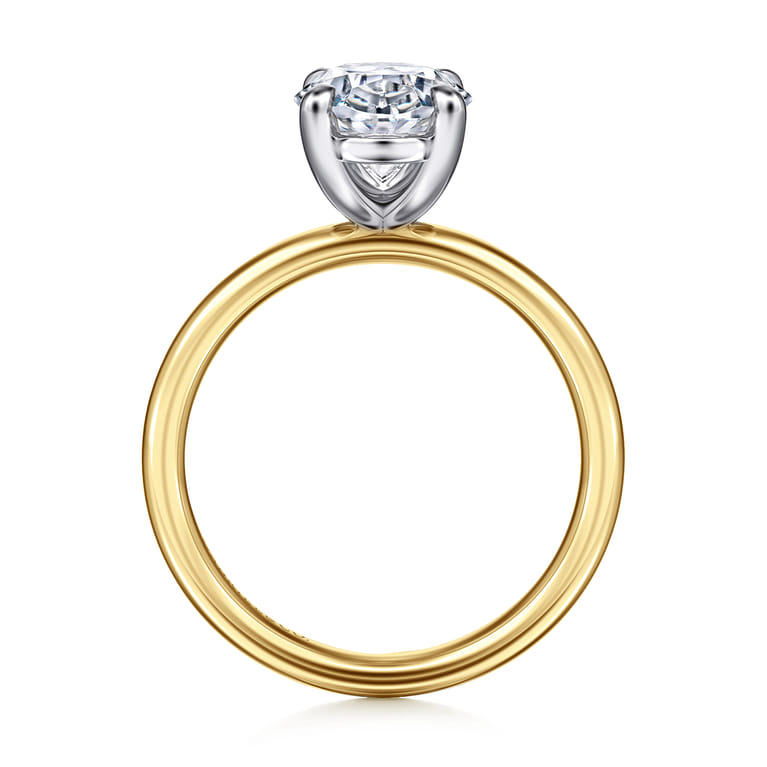 Unite - 14K White-Yellow Gold Oval Solitaire Diamond Engagement Ring - Shot 2