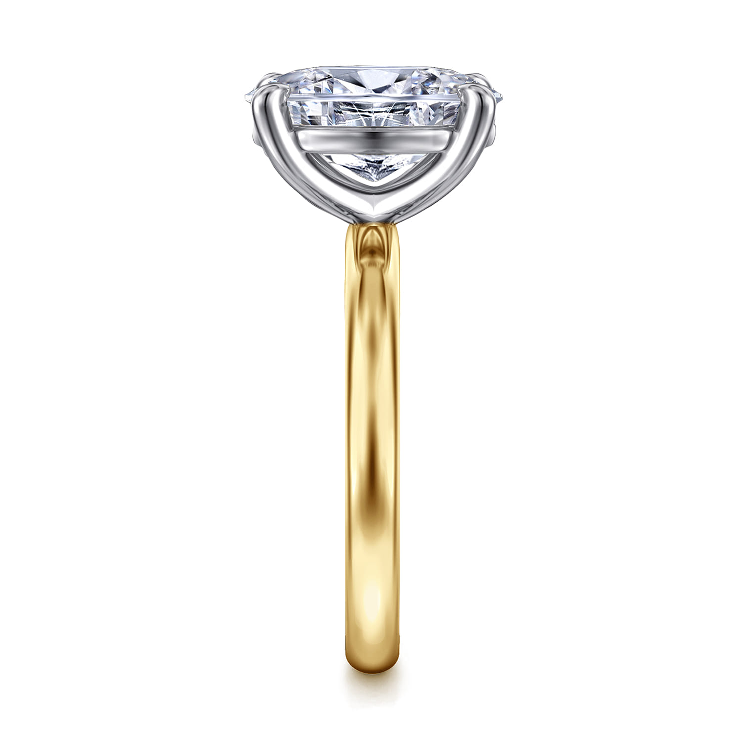 Unite - 14K White-Yellow Gold Oval Solitaire Diamond Engagement Ring - Shot 4