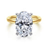Unite - 14K White-Yellow Gold Oval Solitaire Diamond Engagement Ring