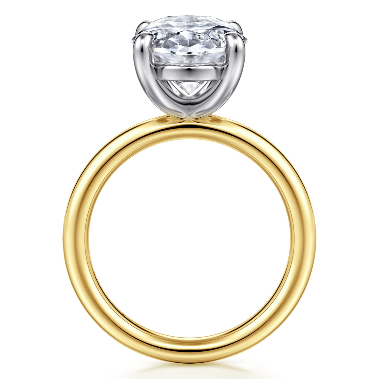 Unite - 14K White-Yellow Gold Oval Solitaire Diamond Engagement Ring - Shot 2