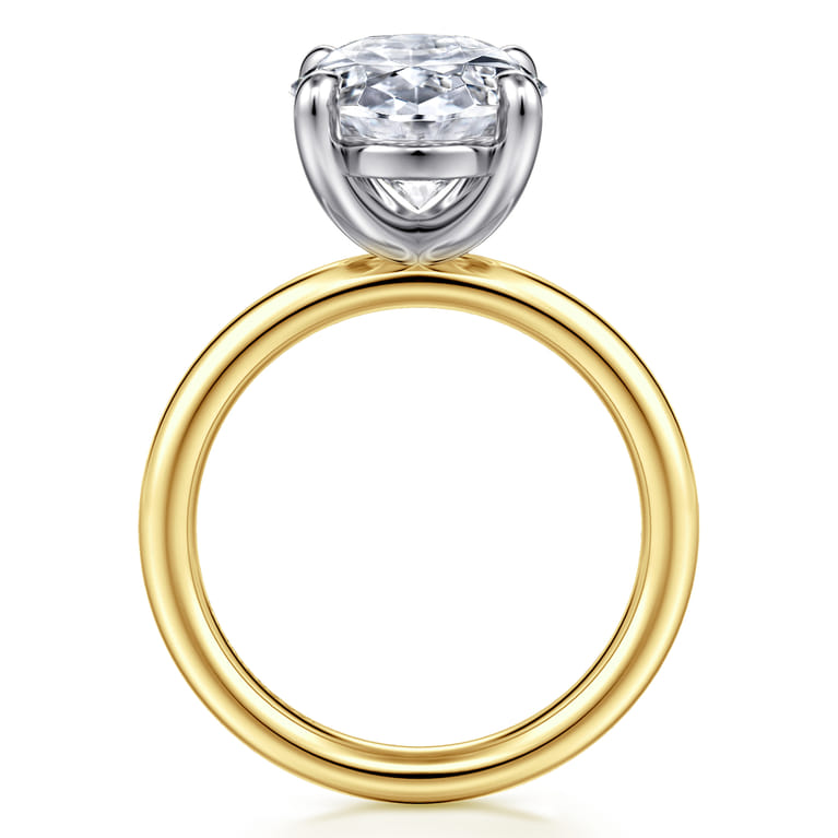 Unite - 14K White-Yellow Gold Oval Solitaire Diamond Engagement Ring - Shot 2
