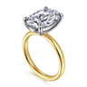 Unite - 14K White-Yellow Gold Oval Solitaire Diamond Engagement Ring