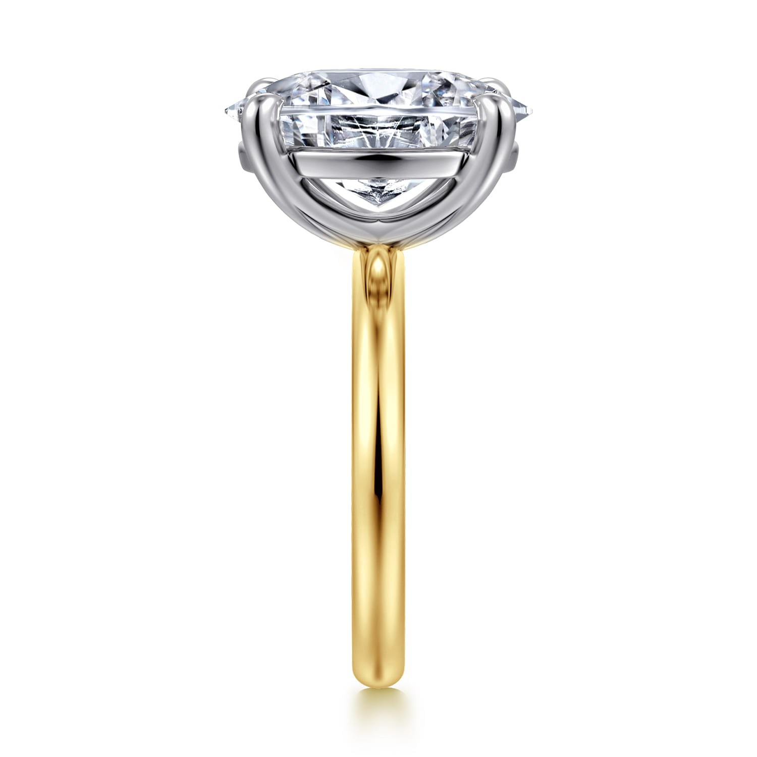 Unite - 14K White-Yellow Gold Oval Solitaire Diamond Engagement Ring - Shot 4