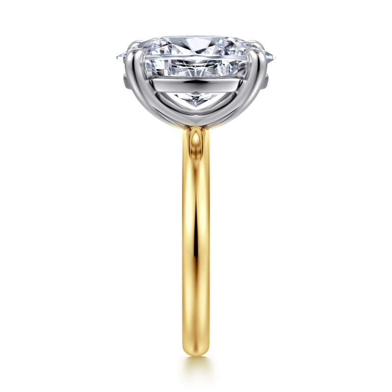 Unite - 14K White-Yellow Gold Oval Solitaire Diamond Engagement Ring - Shot 4