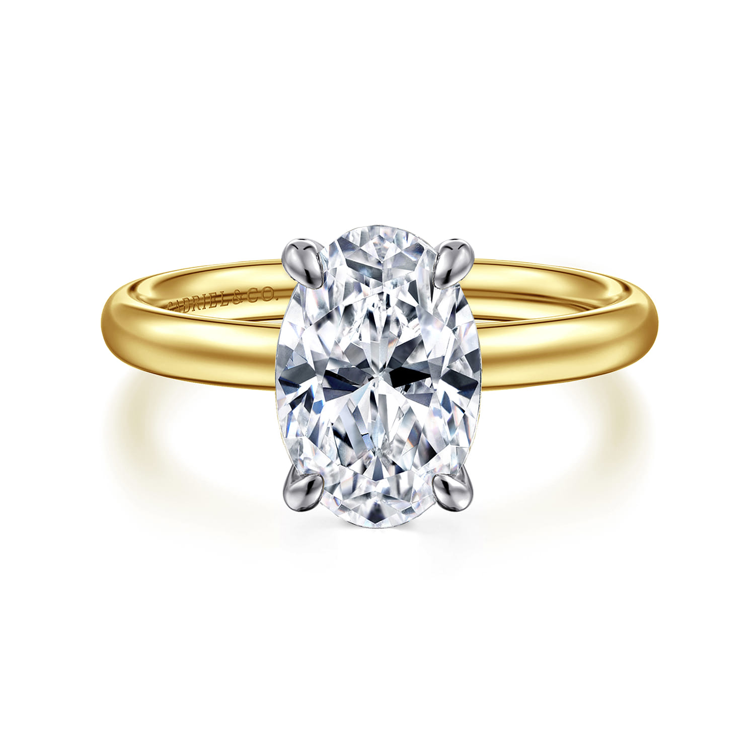 Unite - 14K White-Yellow Gold Oval Solitaire Diamond Engagement Ring - Shot 1