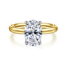 Unite - 14K White-Yellow Gold Oval Solitaire Diamond Engagement Ring