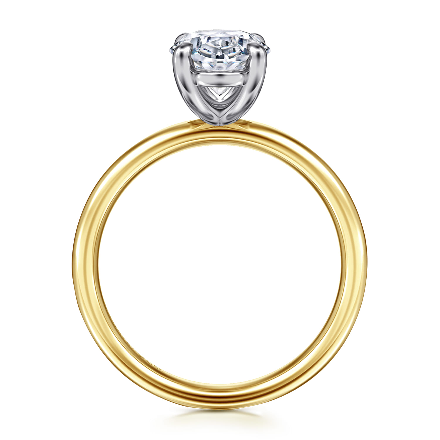 Unite - 14K White-Yellow Gold Oval Solitaire Diamond Engagement Ring - Shot 2