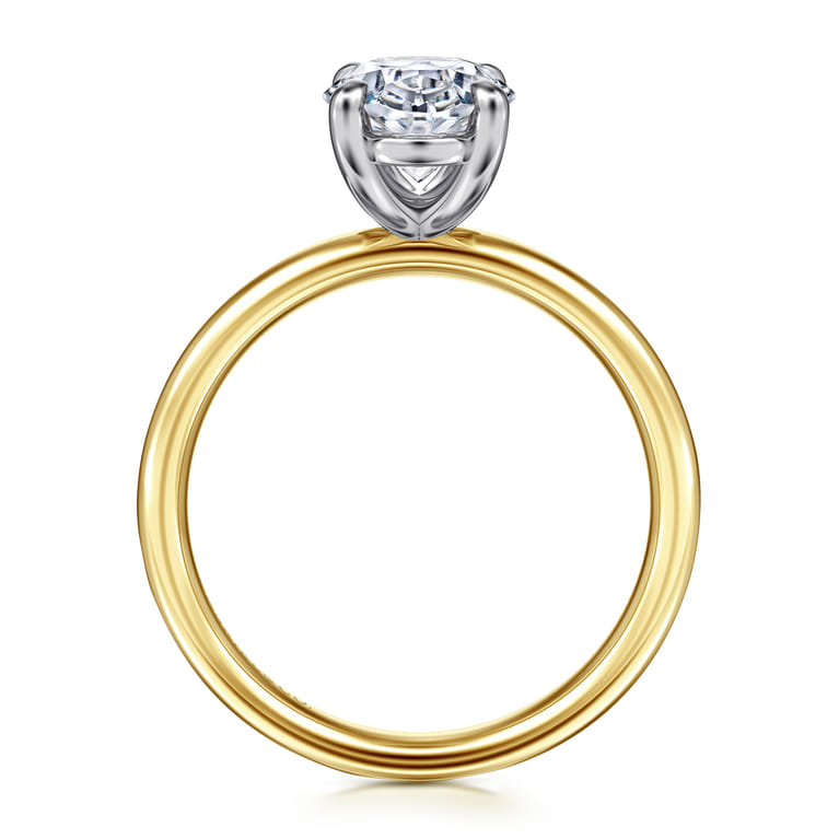 Unite - 14K White-Yellow Gold Oval Solitaire Diamond Engagement Ring - Shot 2