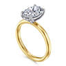 Unite - 14K White-Yellow Gold Oval Solitaire Diamond Engagement Ring