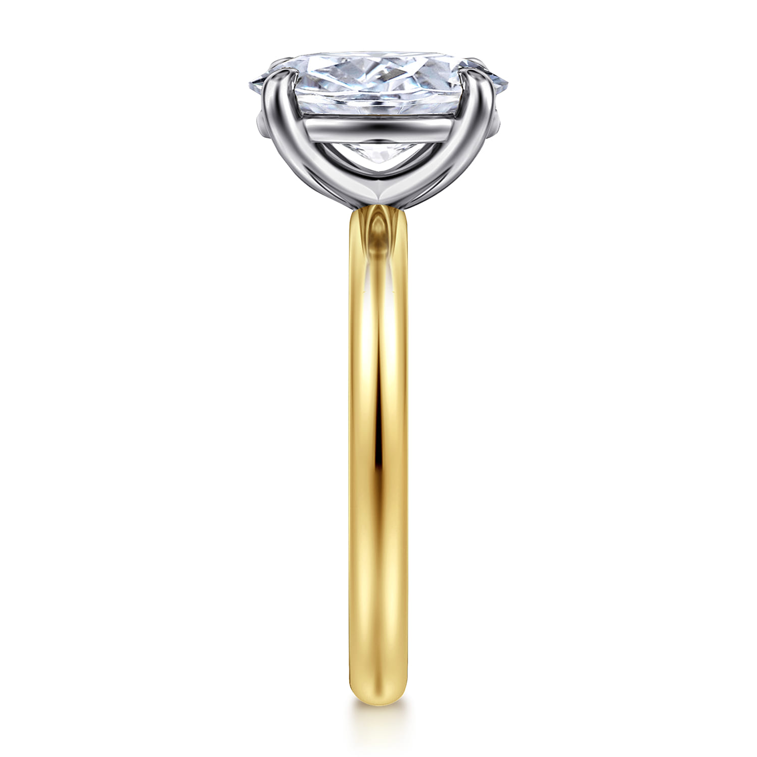 Unite - 14K White-Yellow Gold Oval Solitaire Diamond Engagement Ring - Shot 4