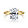 Nola - 14K White-Yellow Gold Oval Lotus Diamond Engagement Ring