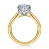 Nola - 14K White-Yellow Gold Oval Lotus Diamond Engagement Ring