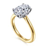 Nola - 14K White-Yellow Gold Oval Lotus Diamond Engagement Ring