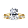 Nola - 14K White-Yellow Gold Oval Lotus Diamond Engagement Ring