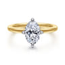 Lou - 14K White-Yellow Gold Oval Compass Prong Solitaire Diamond Engagement Ring