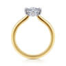 Lou - 14K White-Yellow Gold Oval Compass Prong Solitaire Diamond Engagement Ring
