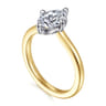 Lou - 14K White-Yellow Gold Oval Compass Prong Solitaire Diamond Engagement Ring
