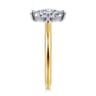 Lou - 14K White-Yellow Gold Oval Compass Prong Solitaire Diamond Engagement Ring