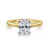 Lauren - 14K White-Yellow Gold Oval Diamond Engagement Ring