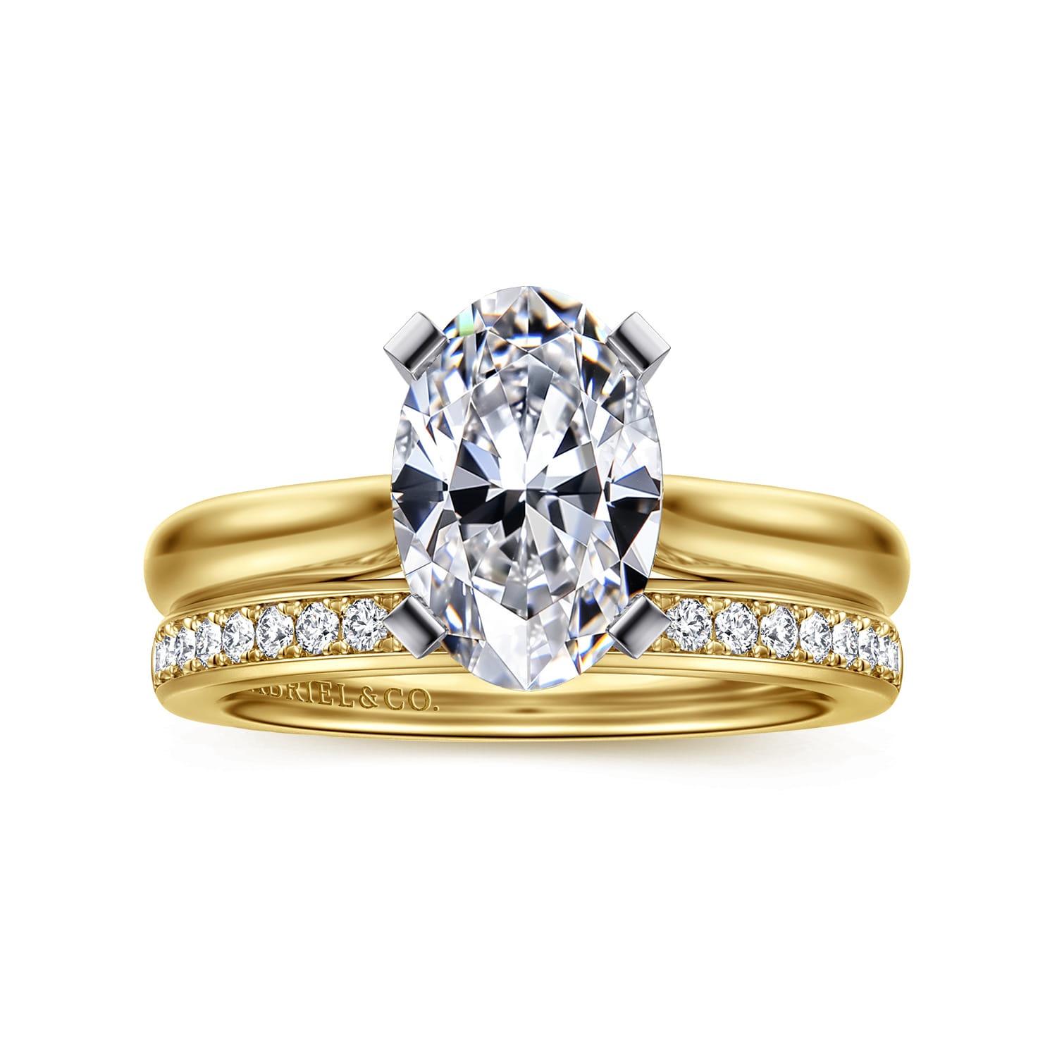 Lauren - 14K White-Yellow Gold Oval Diamond Engagement Ring - Shot 4