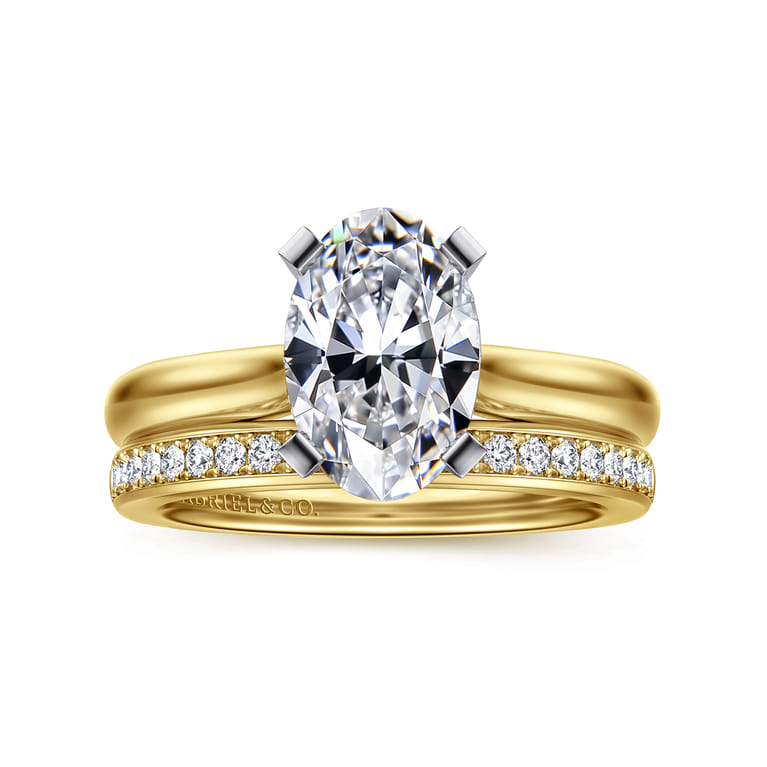 Lauren - 14K White-Yellow Gold Oval Diamond Engagement Ring - Shot 4