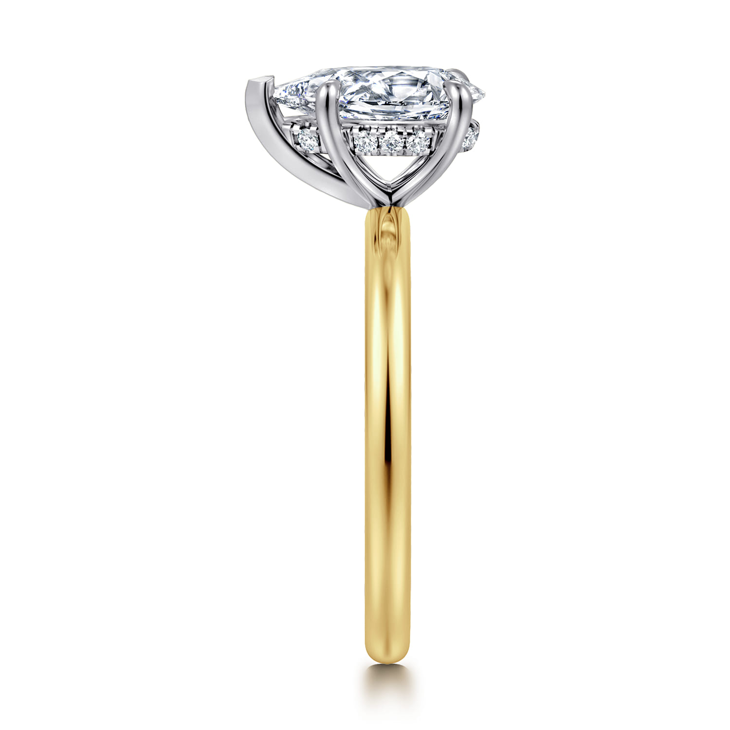 Cari - 14K White-Yellow Gold Pear Shape Diamond Engagement Ring - 0.06 ct - Shot 4
