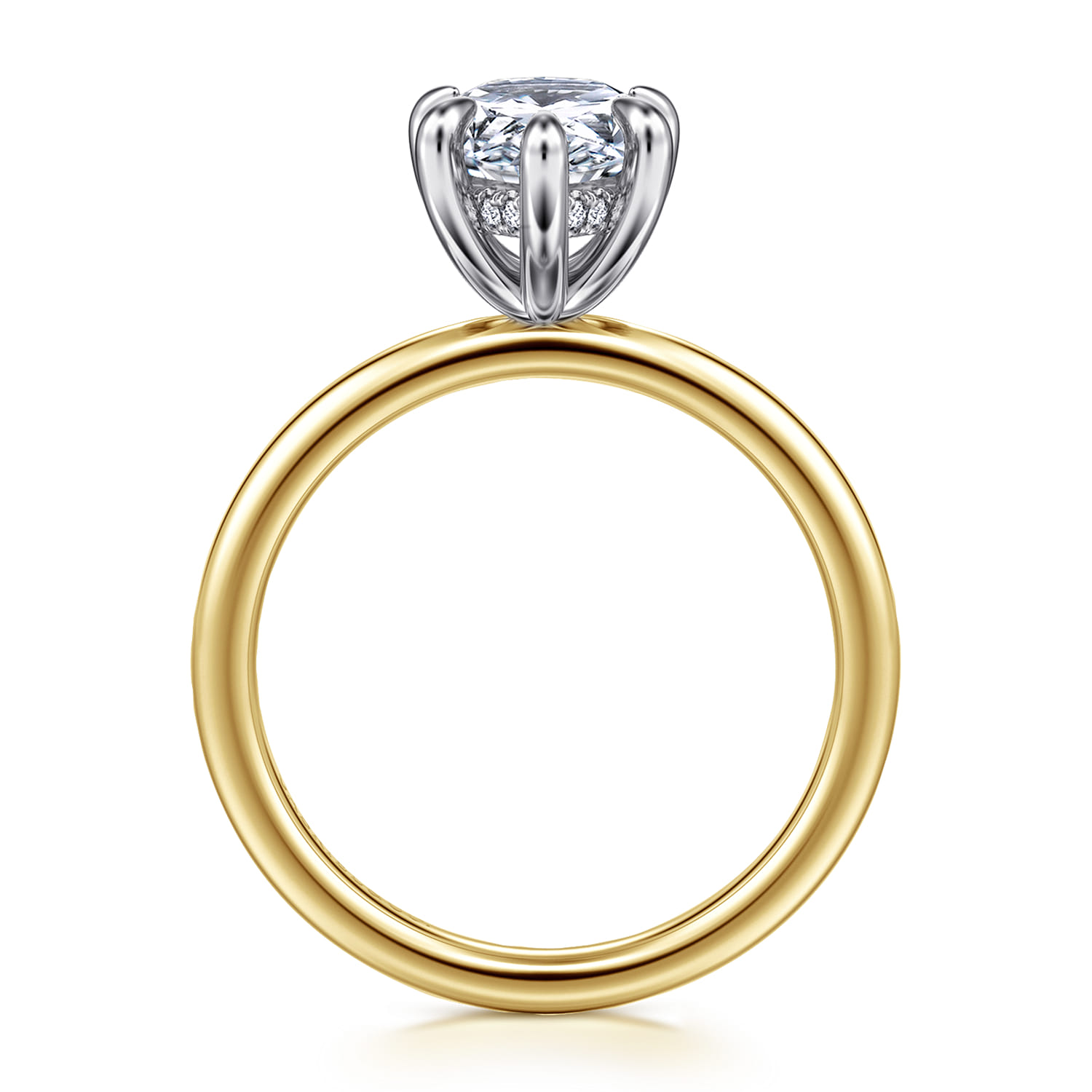 Cari - 14K White-Yellow Gold Pear Shape Diamond Engagement Ring - 0.07 ct - Shot 2