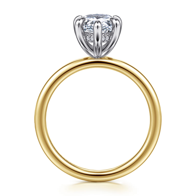 Cari - 14K White-Yellow Gold Pear Shape Diamond Engagement Ring - 0.07 ct - Shot 2