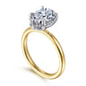 Cari - 14K White-Yellow Gold Pear Shape Diamond Engagement Ring - 0.07 ct